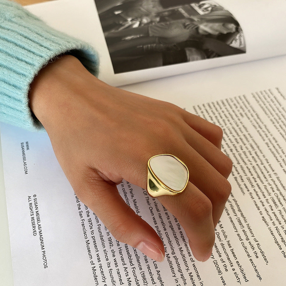 Women's Shell Mother Niche Hipster Thick Sterling Rings