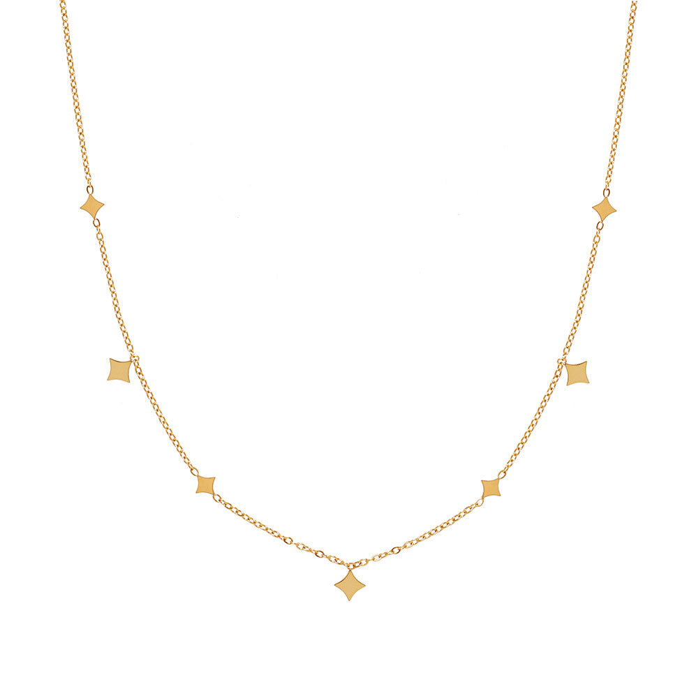 Women's Stars Light Luxury Flashing Sequins Lozenge Titanium Steel Necklaces