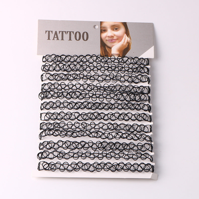Simple Transparent Weave Vintage Hollow Imitation Tattoo Necklaces