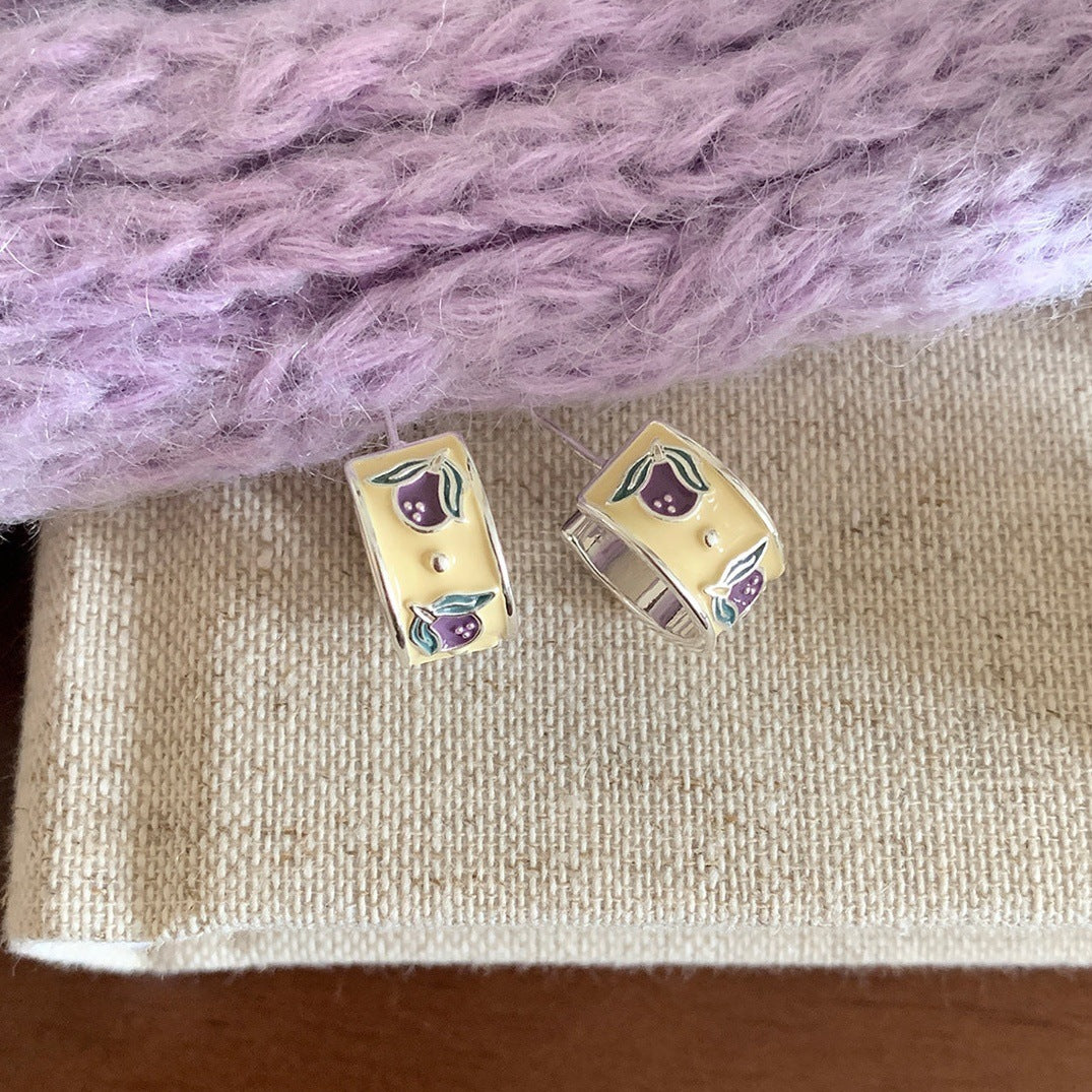 Spring Drip Glazed Fruit Ear French Stud Earrings