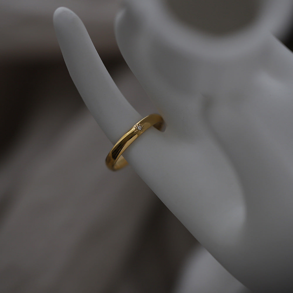 Girlfriends Simple Twin Narrow Edge Titanium Rings