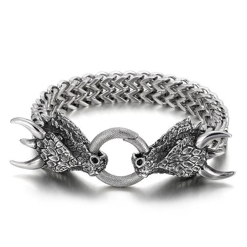 Men's Stainless Steel Wolf Head Chain Retro Bracelets