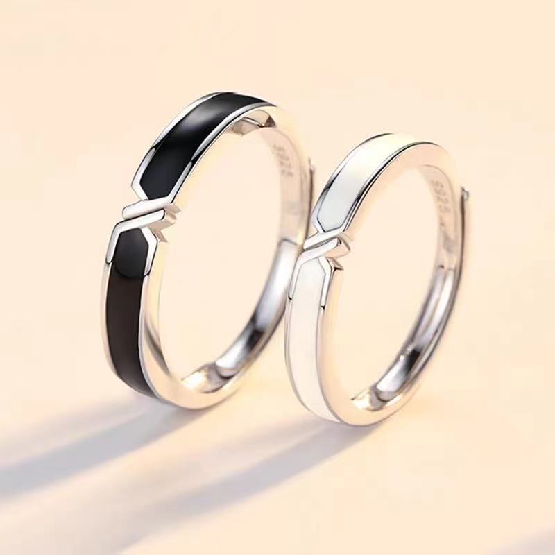 Women's & Men's Of Long-distance Love Black With Design Rings