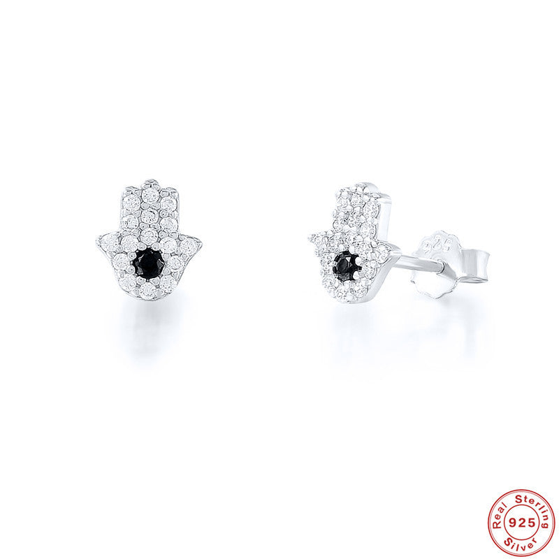 Sier Angel Eyes Black Diamond With Diamonds Earrings