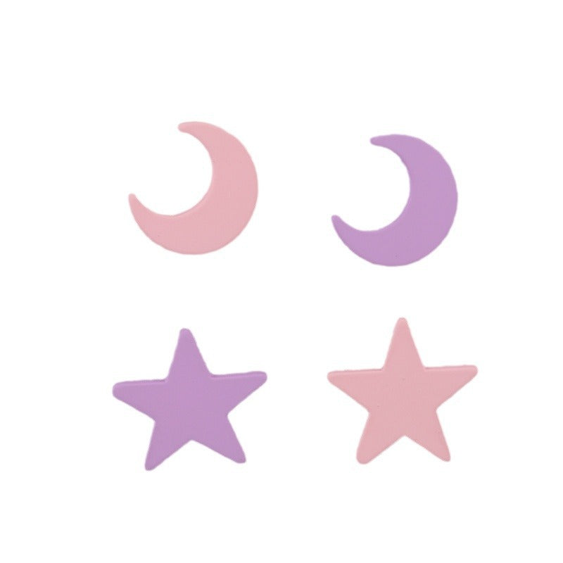 Niche Star Moon Two-piece Set Acrylic Simple Earrings