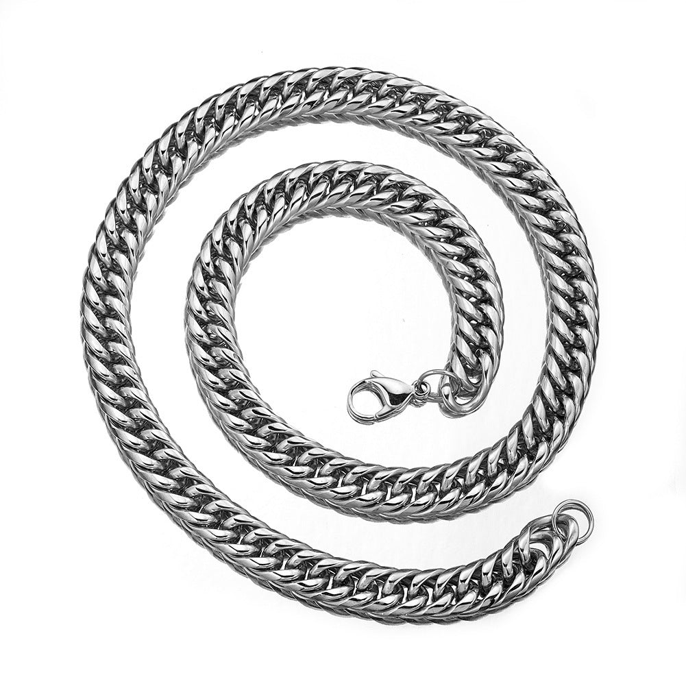 Men's Stainless Steel Double Buckle Titanium Simple Necklaces