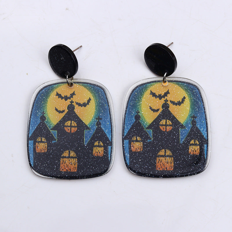 Square Design Sense Fashion Personality Pumpkin Grave Earrings