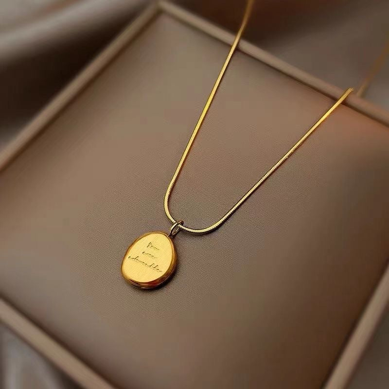 Women's Bean Titanium Steel For Summer Light Luxury Minority Round Clavicle Necklace