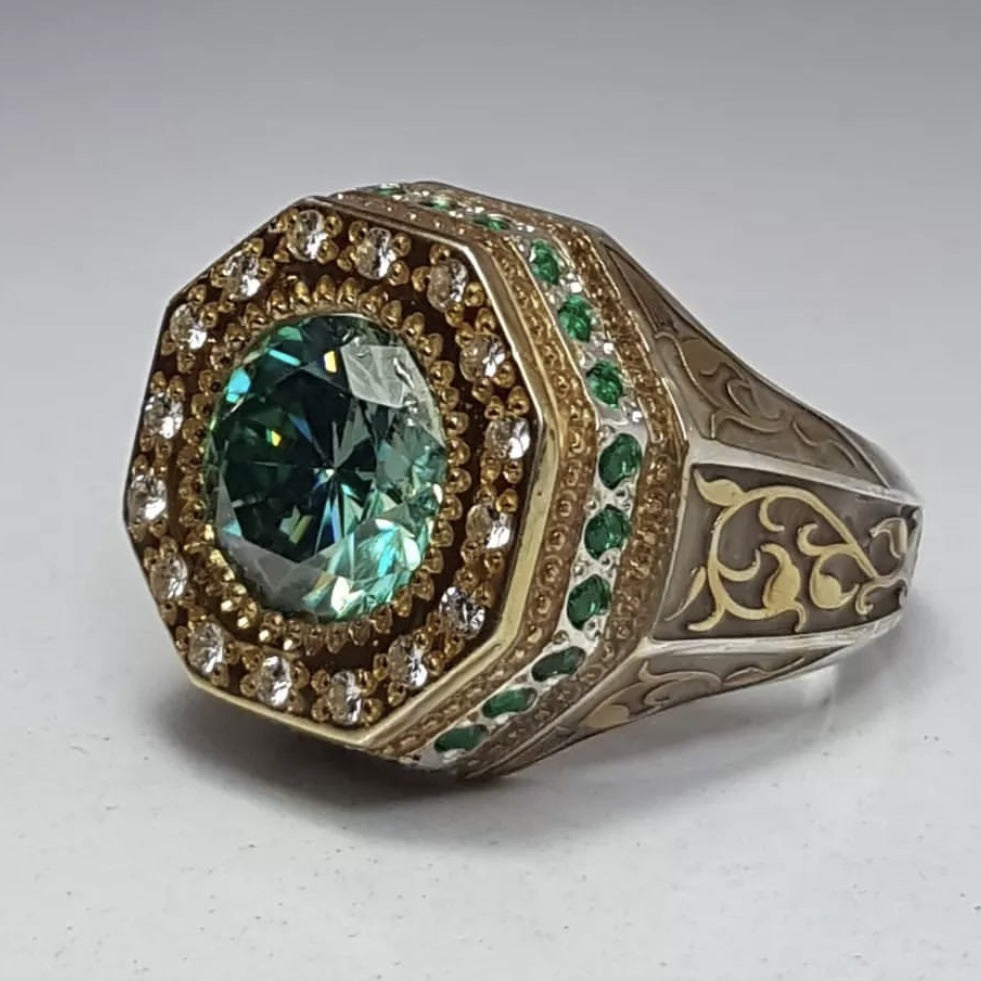 Men's Ornament Popular Retro Totem Two-tone Domineering Rings