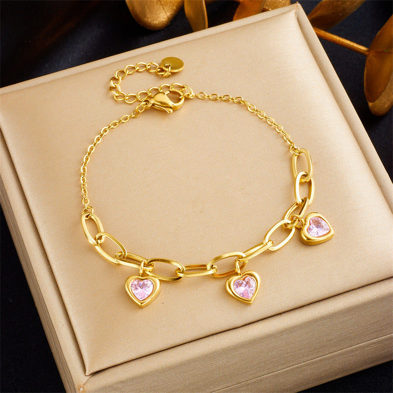 Niche Retro Gold-plated Fashion Colorful Gem Bracelets