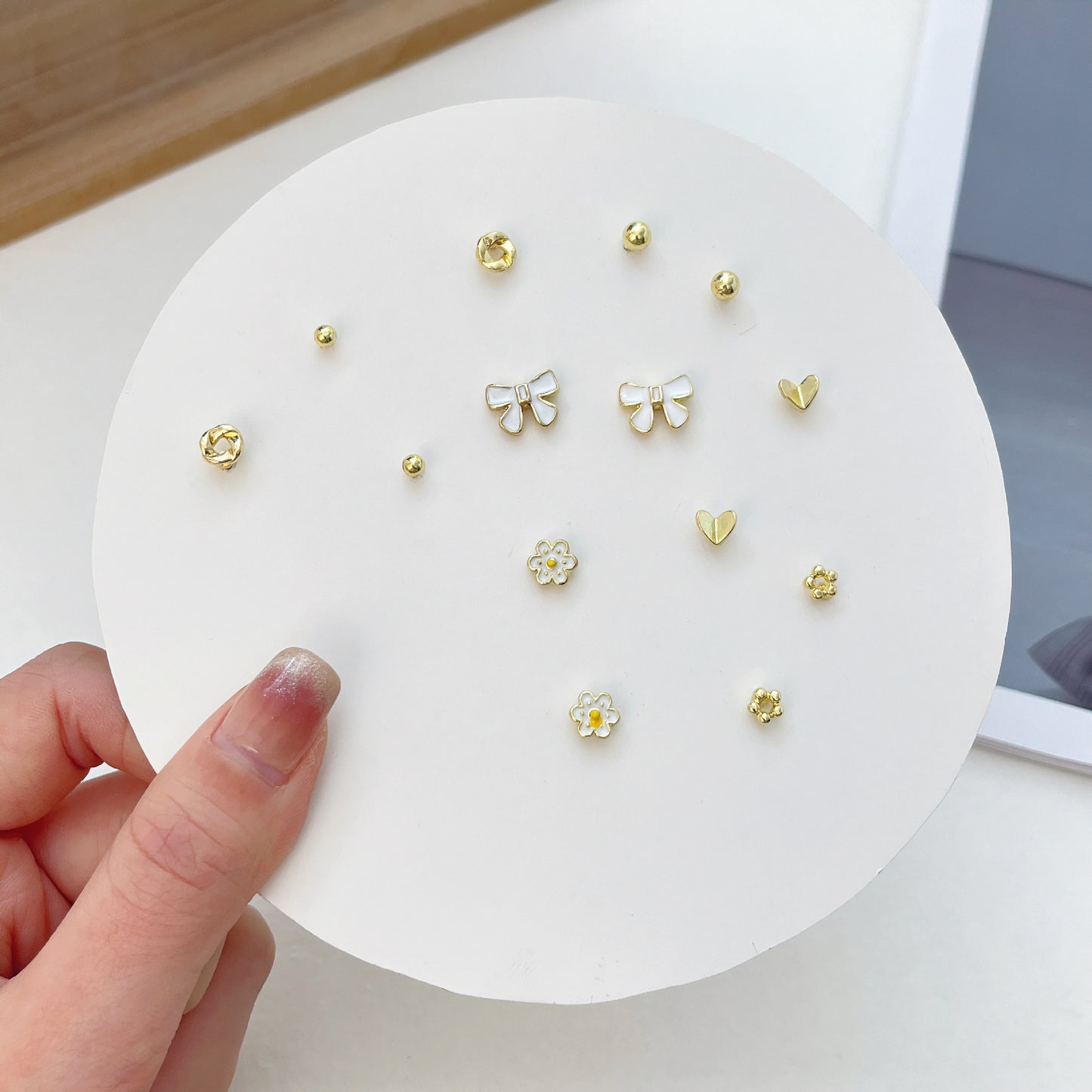 Pair Pack Sier Suit Cute Sweet Earrings