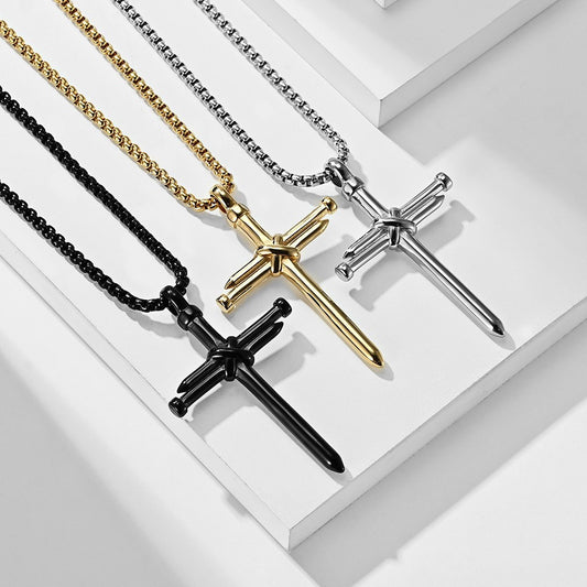Style Stainless Steel Nail Cross Personalized Necklaces