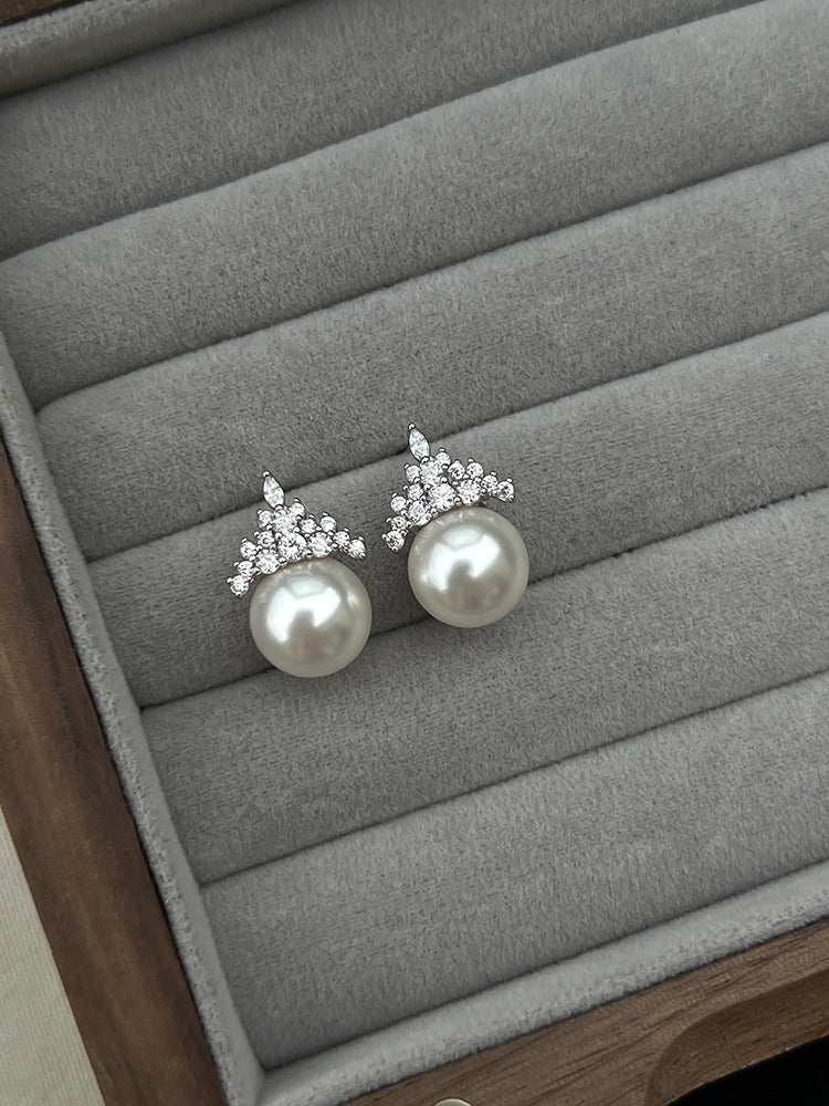 Queen Sterling Sier Strong Light Pearl Luxury High Earrings