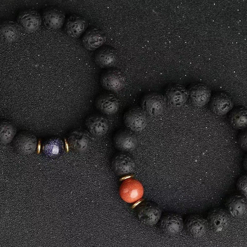 Men's Boys Hand Jewelry Obsidian Volcanic Stone Bracelets