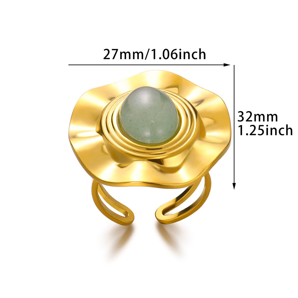 Women's Steel Heart-shaped Personality White Shell Peach Rings