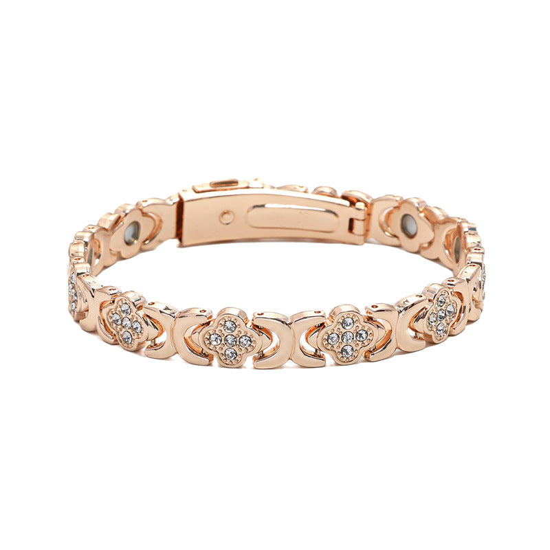 Four-leaf Clover Red Copper Watchband Buckle Rose Bracelet
