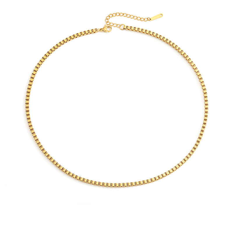 Simple Box Chain Clavicle Gold-plated Stainless Necklaces