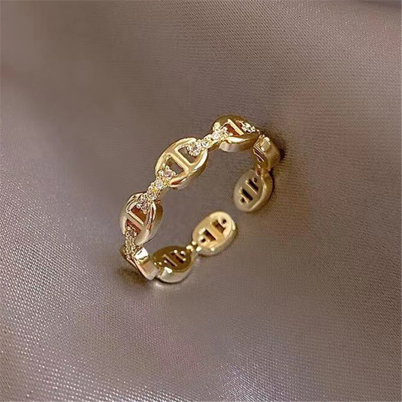 Twin High Sense Rhinestone Stitching Fashion Temperamental Rings