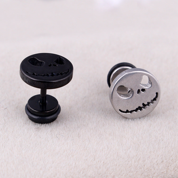 Pumpkin Ghost Head Halloween Skull Titanium Steel Ear Earrings