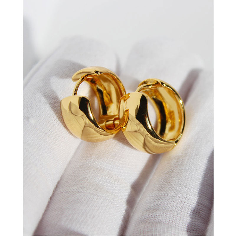 Women's Bright Surface Wide Ear Clip Small Earrings