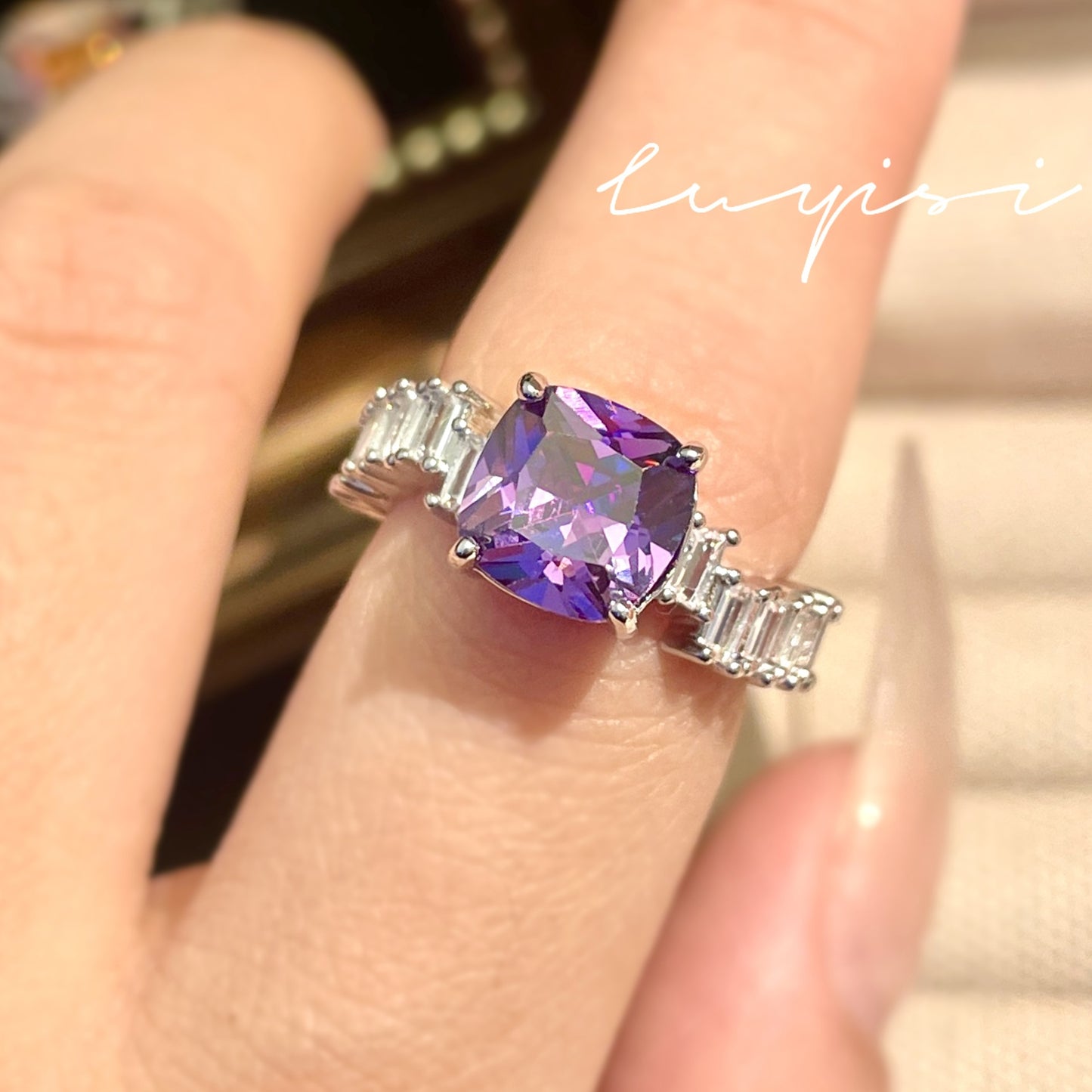 Morgan Pink Diamond Square Luxury High Carbon Zircon Rings