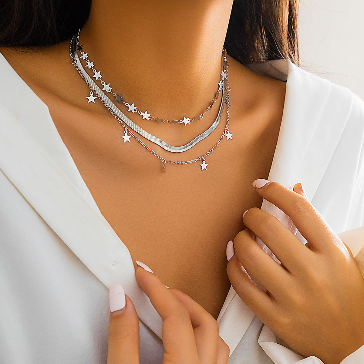 Ornament Niche Hot Style Crystal Star Clavicle Necklaces