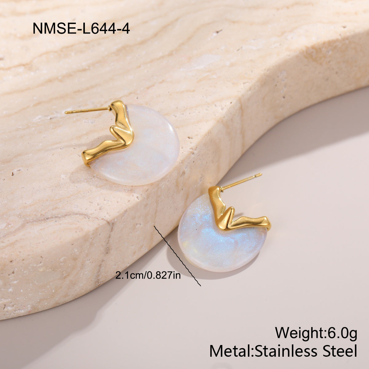 Stainless Steel Fresh Color Irregular Resin Female Niche Design Earrings