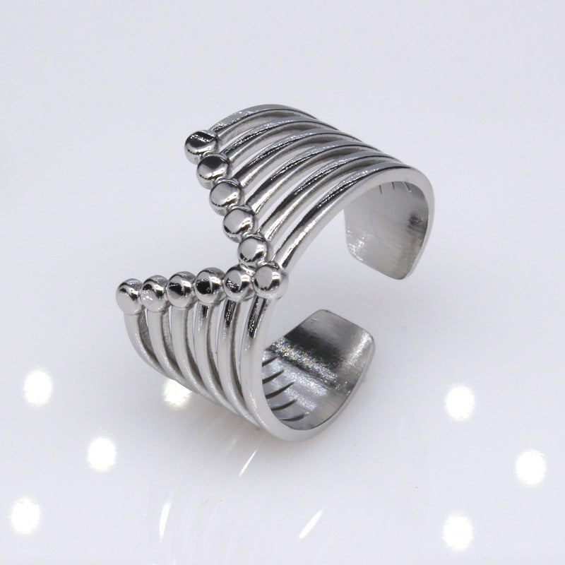 Women's & Men's Open Stainless Steel Type Adjustable Geometric Rings
