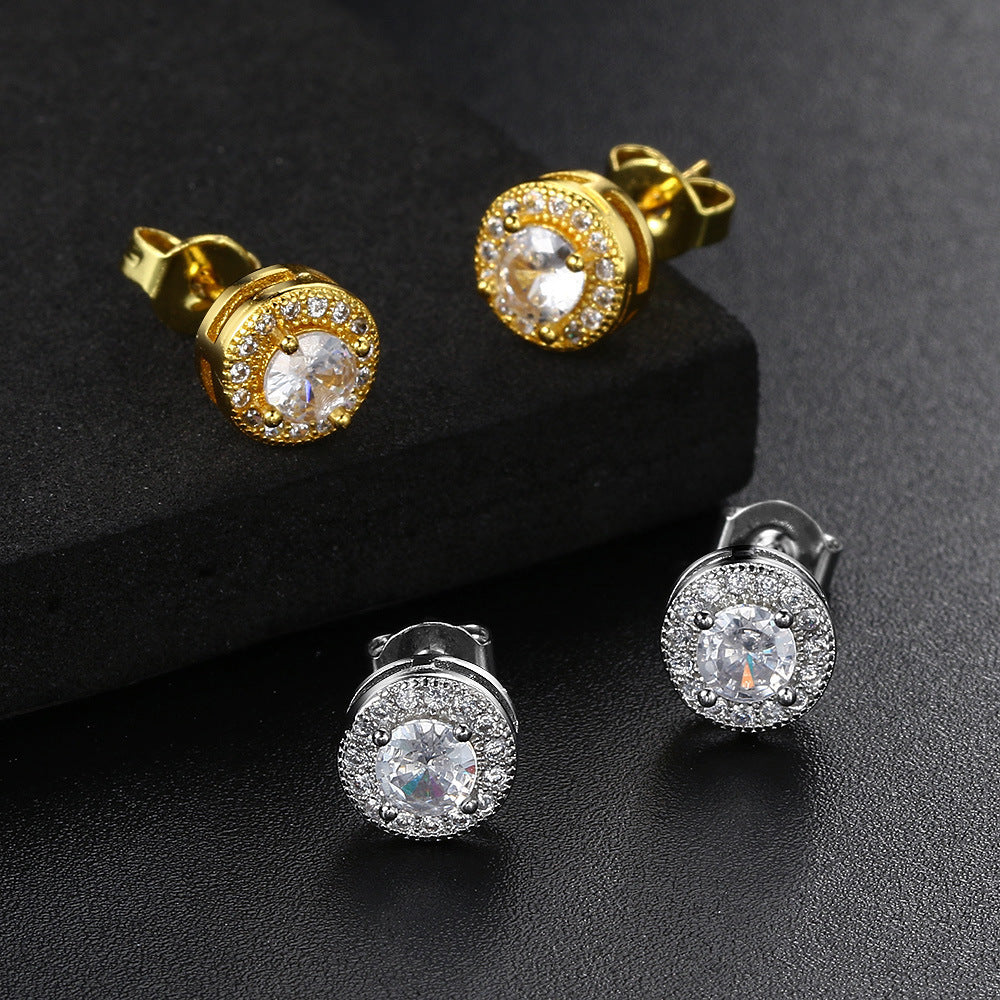 Men's Round Full Diamond Hip Hop Zircon Rings