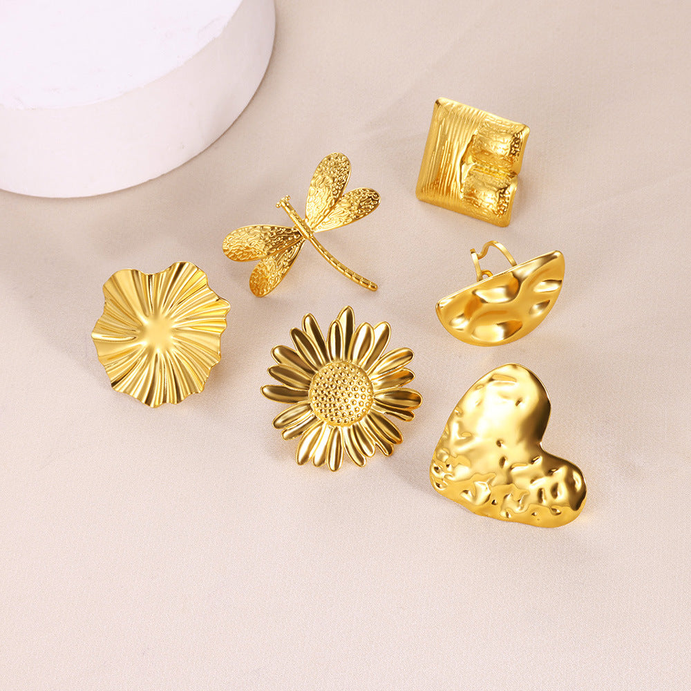 Stainless Steel Lava Pleated Hammer Design Rings