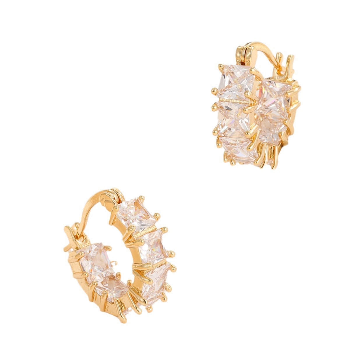 Women's Crystal Ear Clips Copper Studded With Zircon Unique Earrings