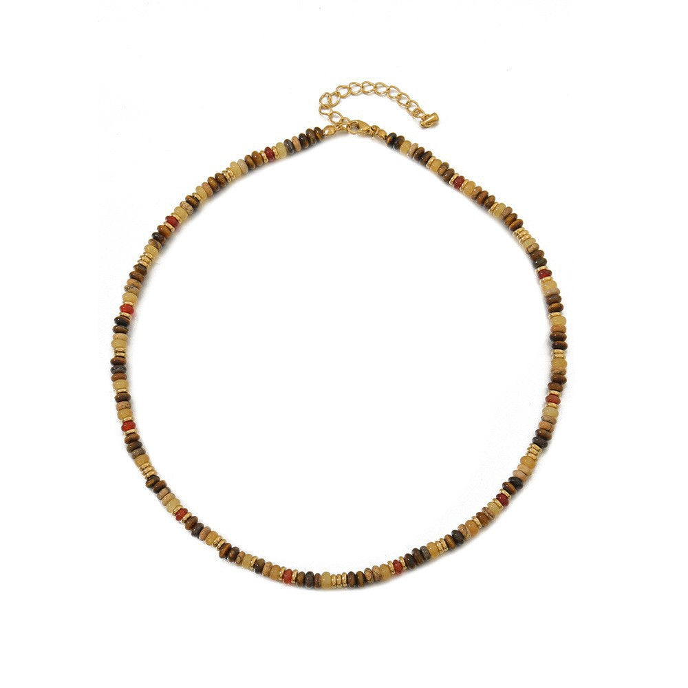 Natural Tigereye Irregular Beaded Accessories Niche Retro Clavicle Necklaces