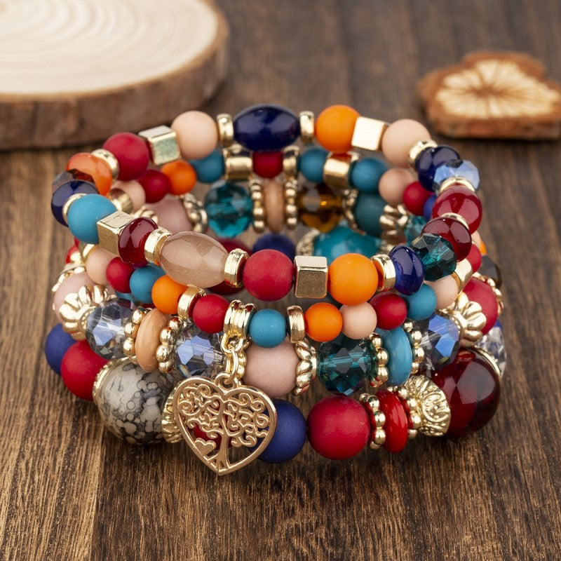 Style Crystal Peach Heart Beaded Ladies Bracelets
