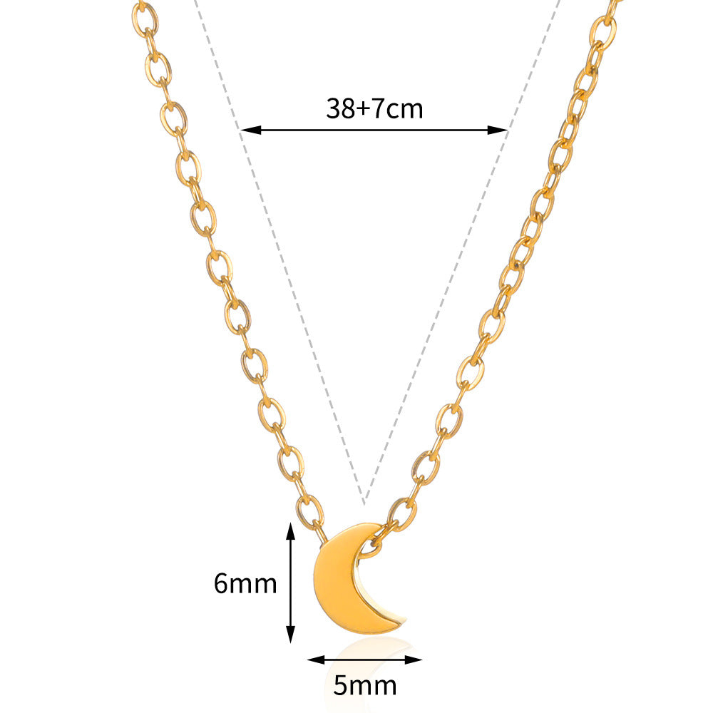 Women's Stainless Steel Five-pointed Star Moon Geometric Necklaces