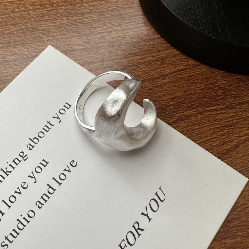 Brushed Crescent Shape Exaggerated Cold Style Earrings