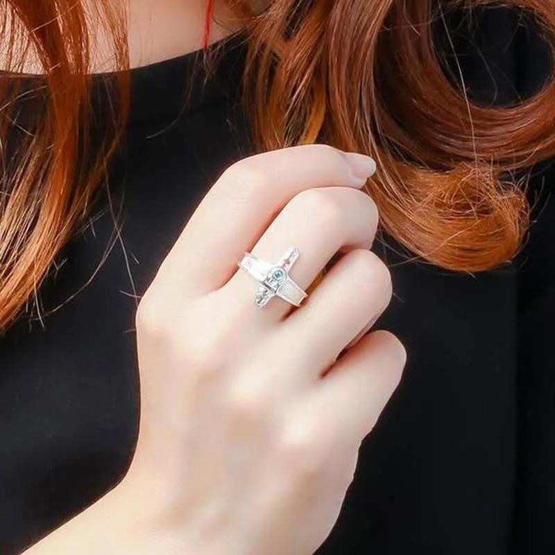 Men's Cross Fashion Trendy Unique Index Finger Black White Epoxy Rings