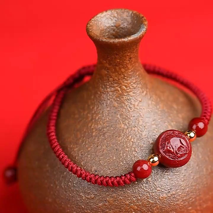 Women's & Men's Cinnabar Life Good Fortune Red Carrying Strap Rope Braid Bracelets