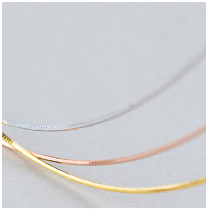 Women's Sier Octagonal Snake Bones Chain Simple Single Necklaces
