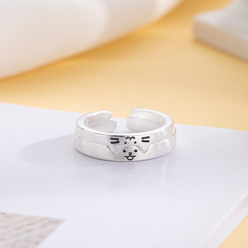 Kitten Puppy Couple Personality Overlay Combination Cute Rings
