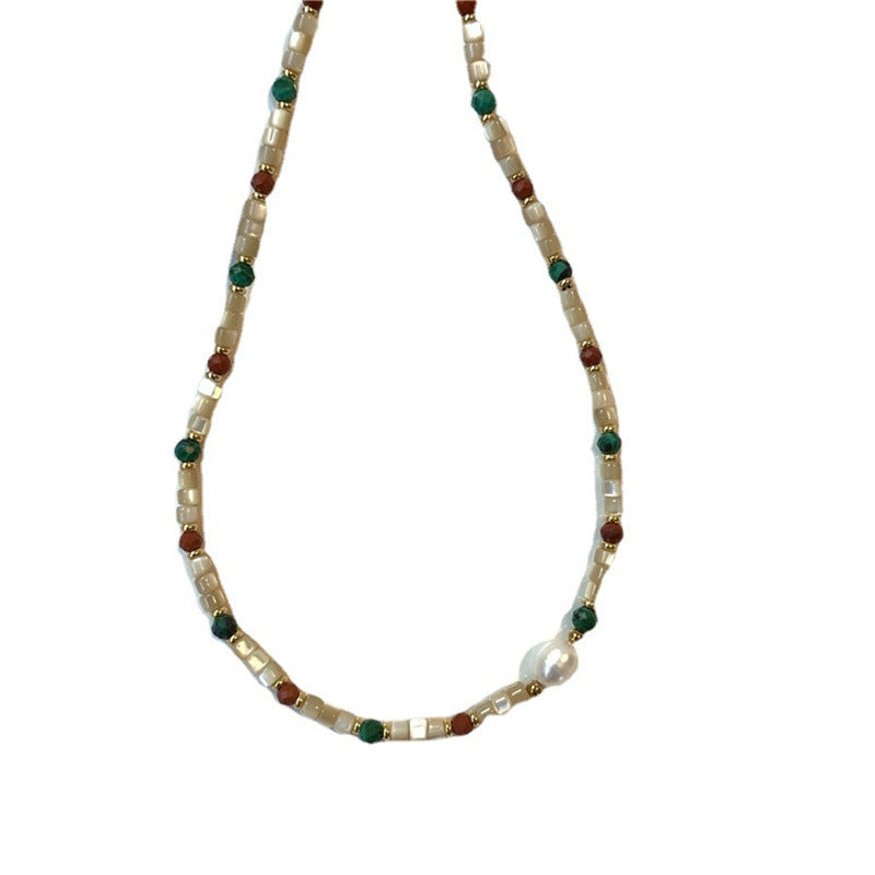 Natural Stone Designer Bohemian Style Freshwater Stringed Necklace