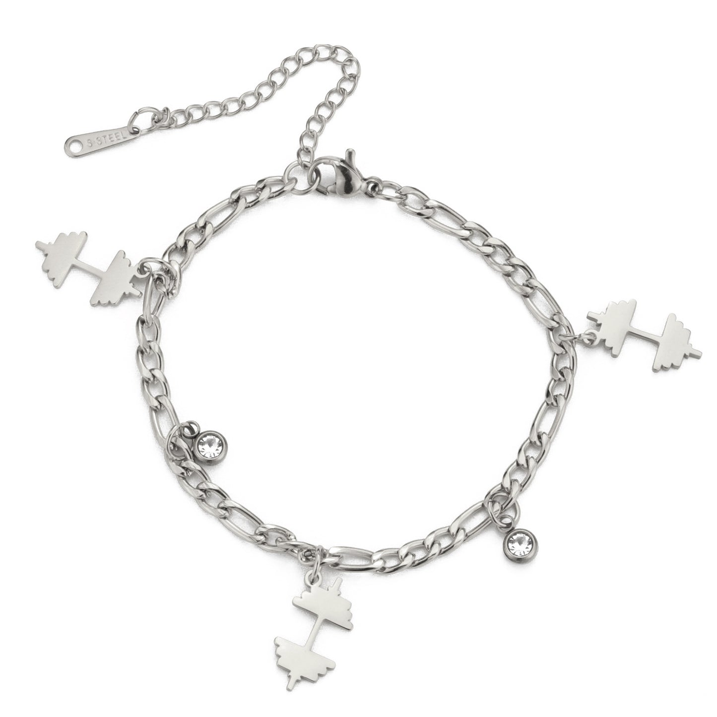 Women's Athlete Jewelry Gift Dumbbell Diamond Chain Bracelets
