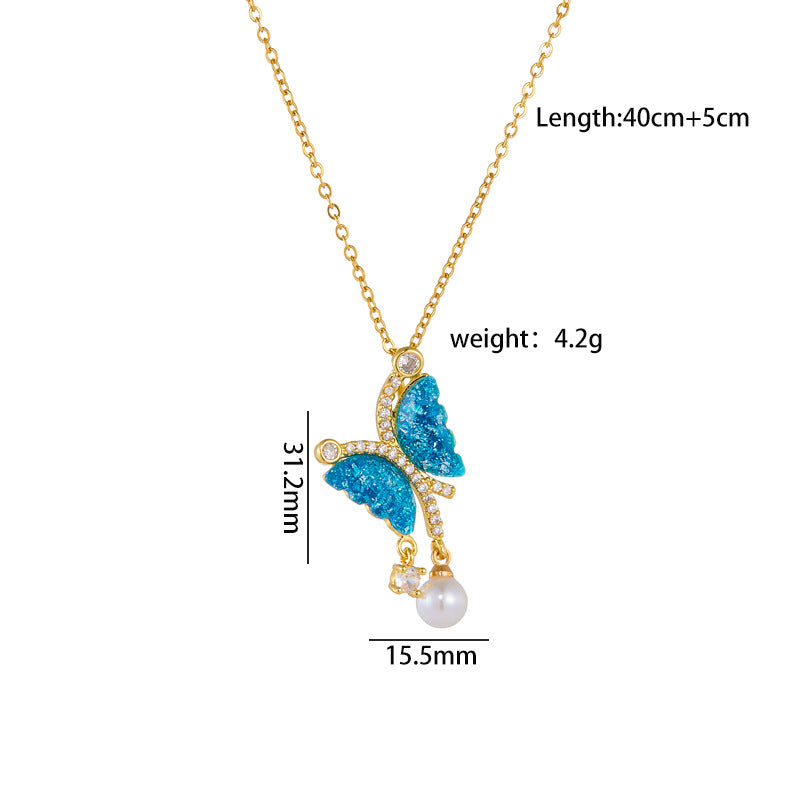Super Color Fluorescent Butterfly Pearl Tassel Light Necklaces