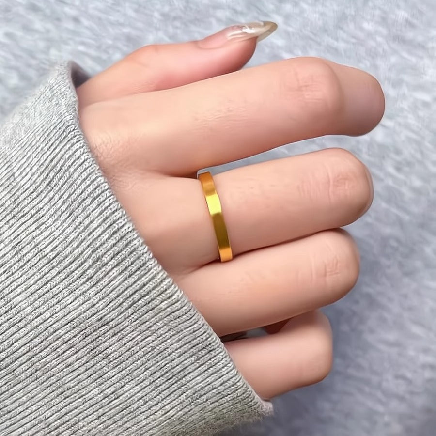 Women's & Men's Inheritance Simple Gold Minority Fashion Personality Titanium Rings