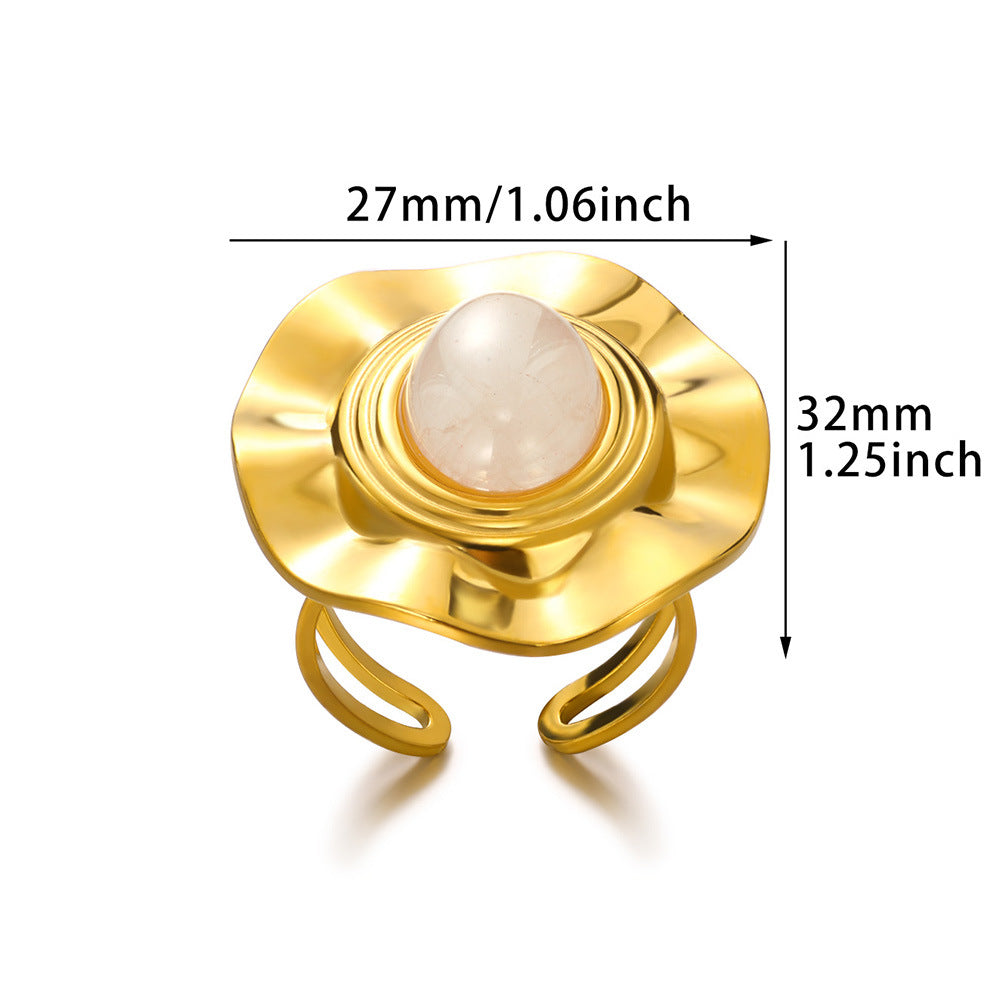 Women's Steel Heart-shaped Personality White Shell Peach Rings