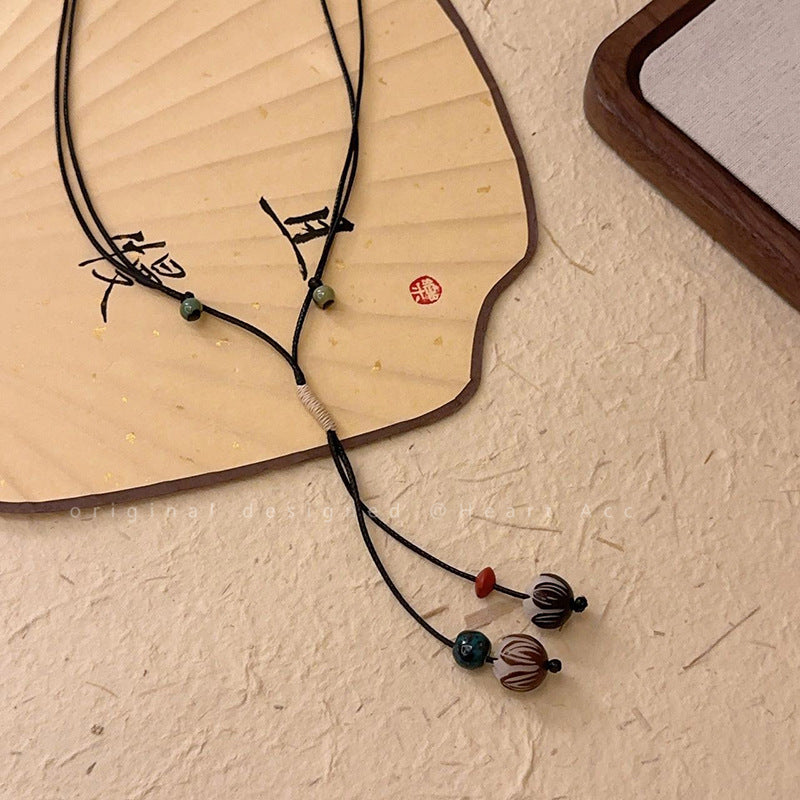 Women's Ceramic Pine Nuts Woven Retro Ethnic Style Necklaces