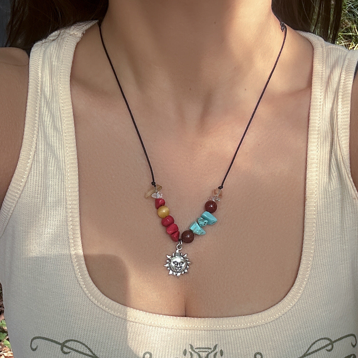 Ornament Vintage Ethnic Style Star Moon Female Necklaces