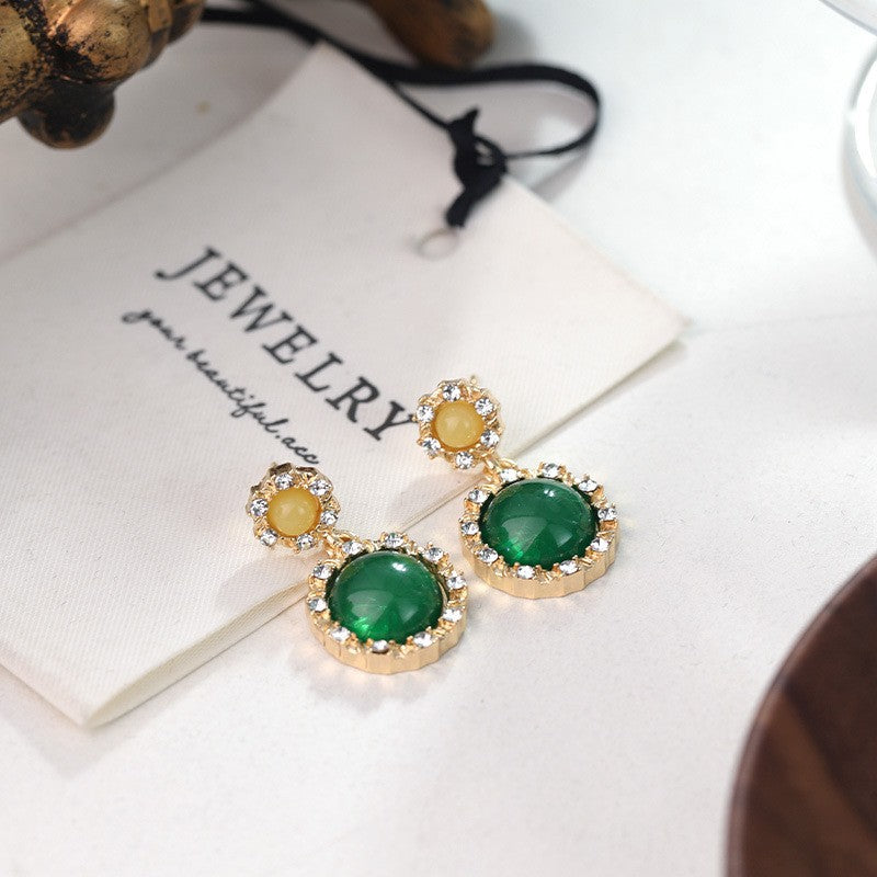 Style Vintage Court Dripping Oil Flower Earrings