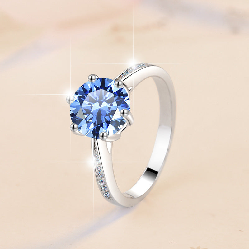 Women's Moissanite Sterling Sier Points Karat Classic Rings