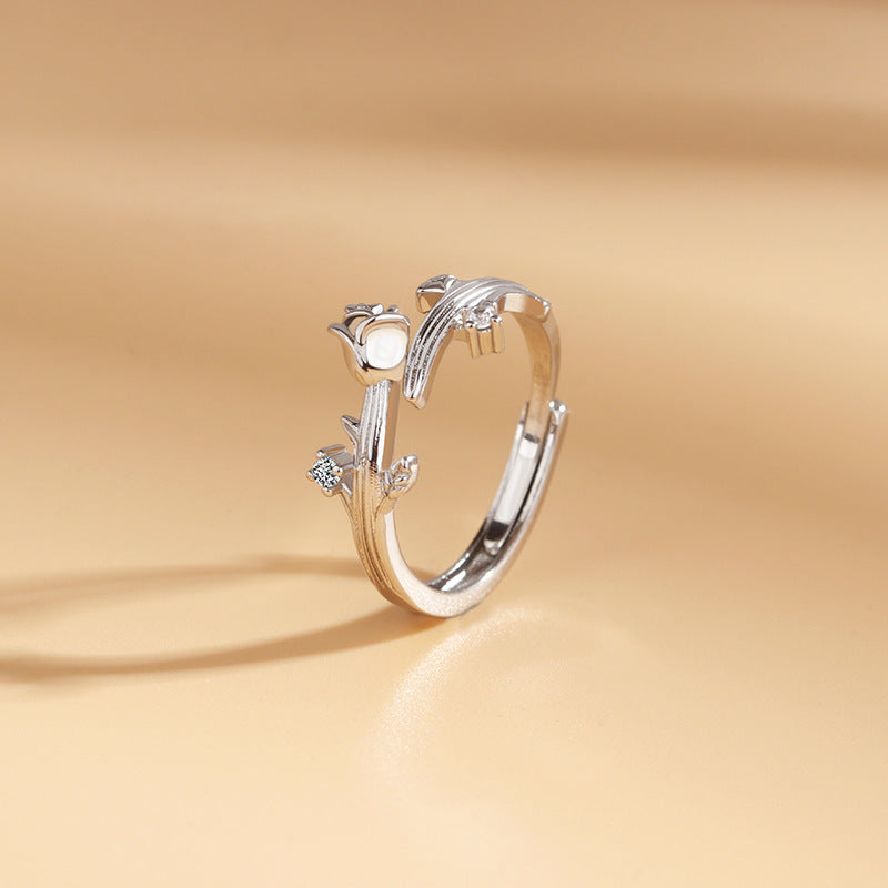 Women's & Men's Prince Rose Couple Pair Special Interest Light Luxury Opening Valentine's Ring