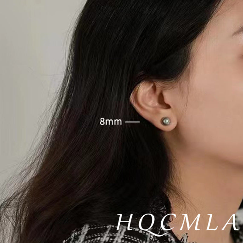 Pearl Perfect Circle Sier Strong Light Earrings